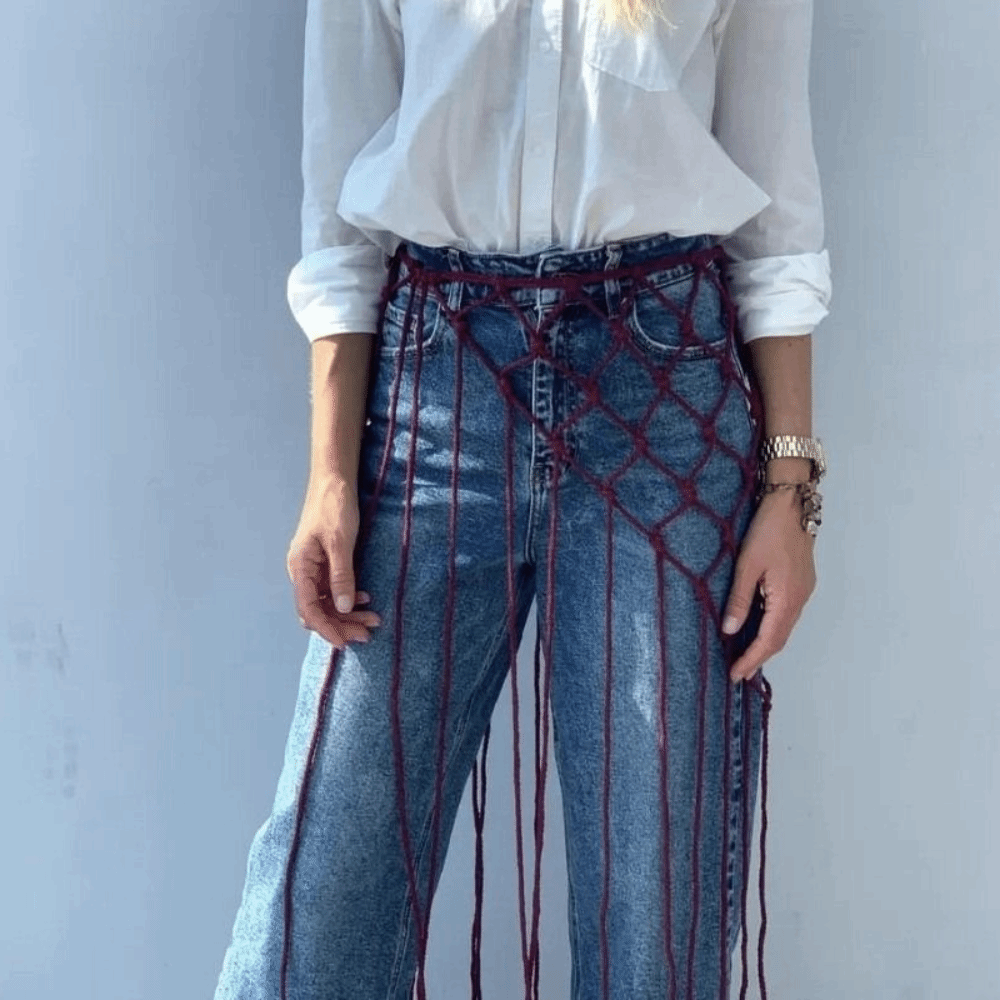 Ethnic Fashion Designers - Bohemian Netted Fringe Scarf Shawl Decorative