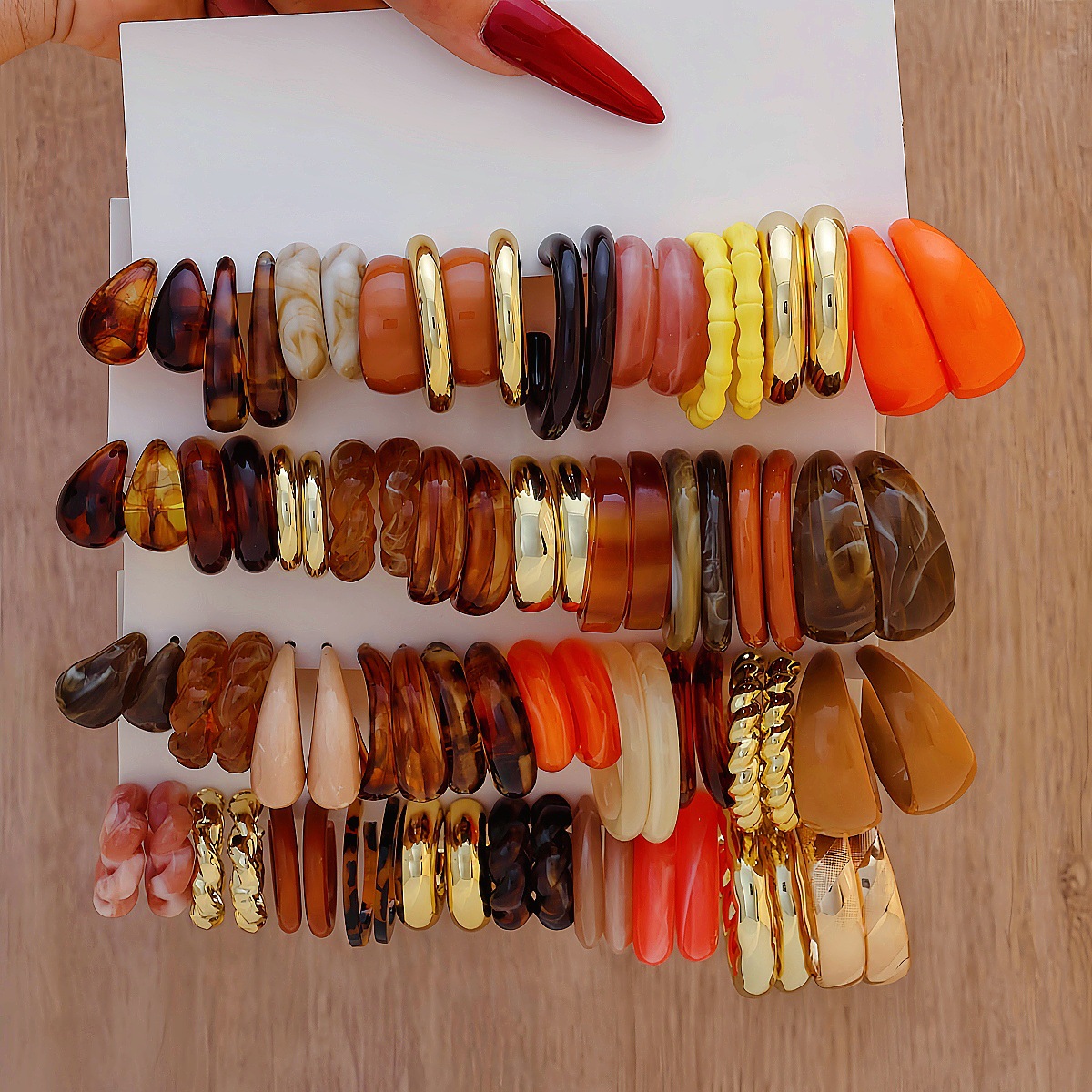 Ethnic Fashion Wear - KMVEXO 40Pairs/Set Bohemian Coffee Resin Earring