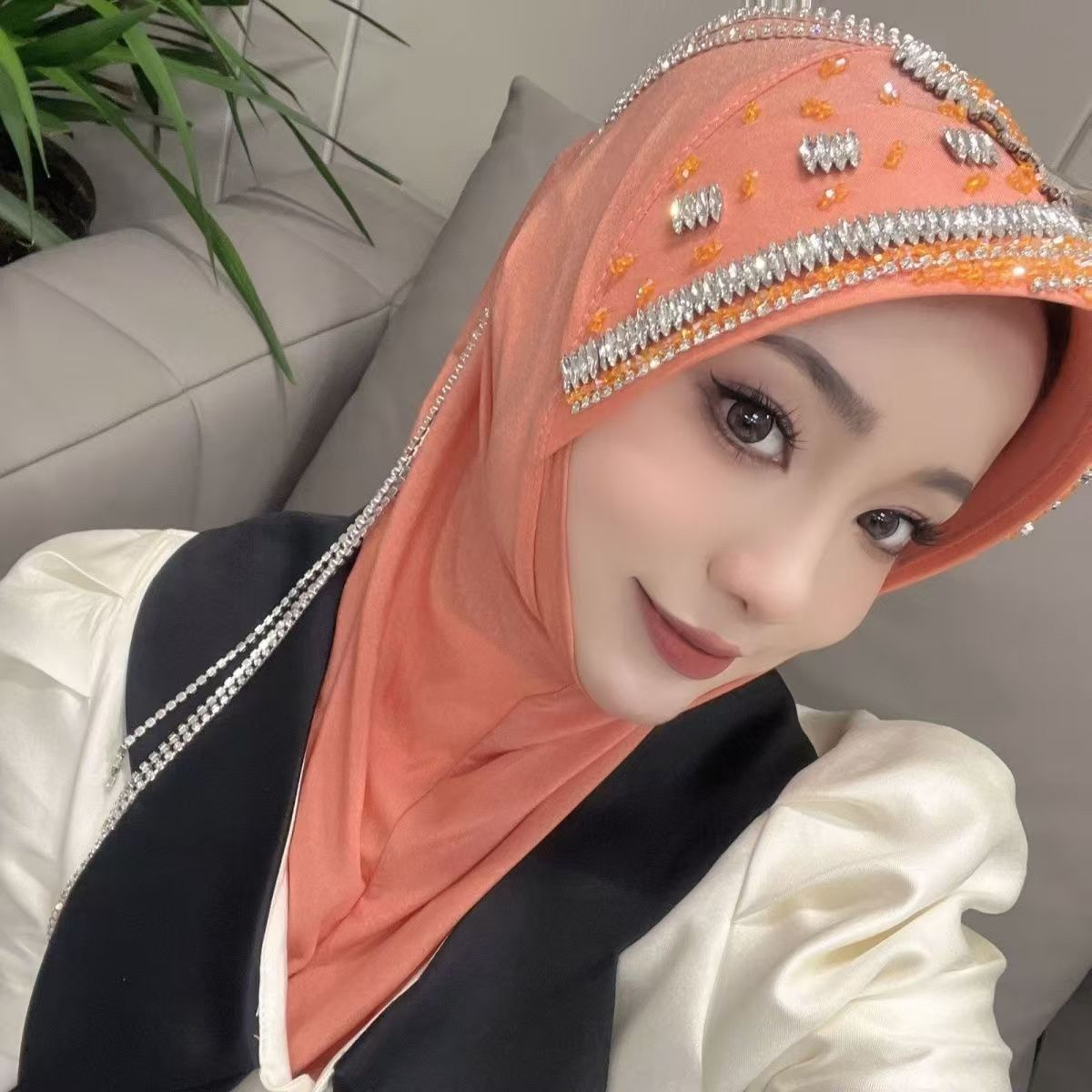 Luxury Hat Hijab Pink Scarf wi - đánh giá và giá The Ethnic Fashion
